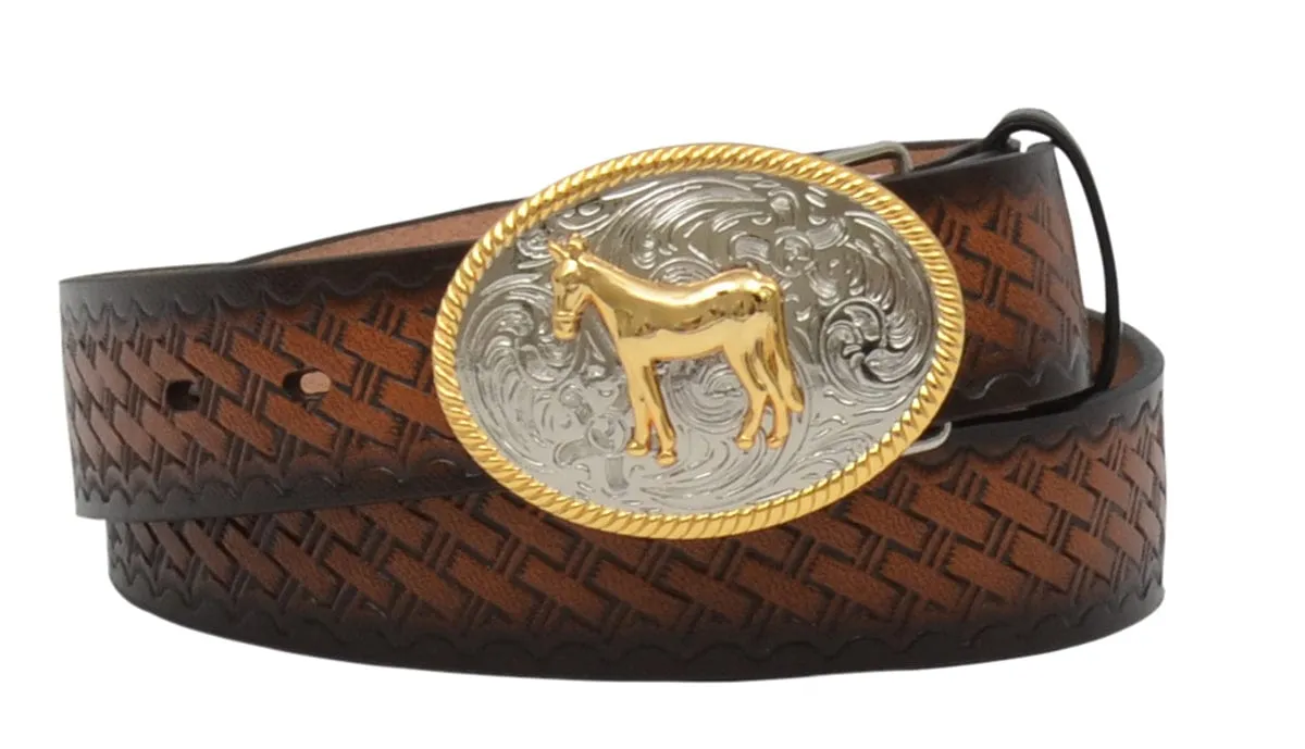 Genuine Leather Lined Belt With Horse Buckle