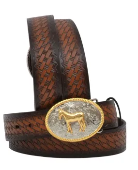 Genuine Leather Lined Belt With Horse Buckle