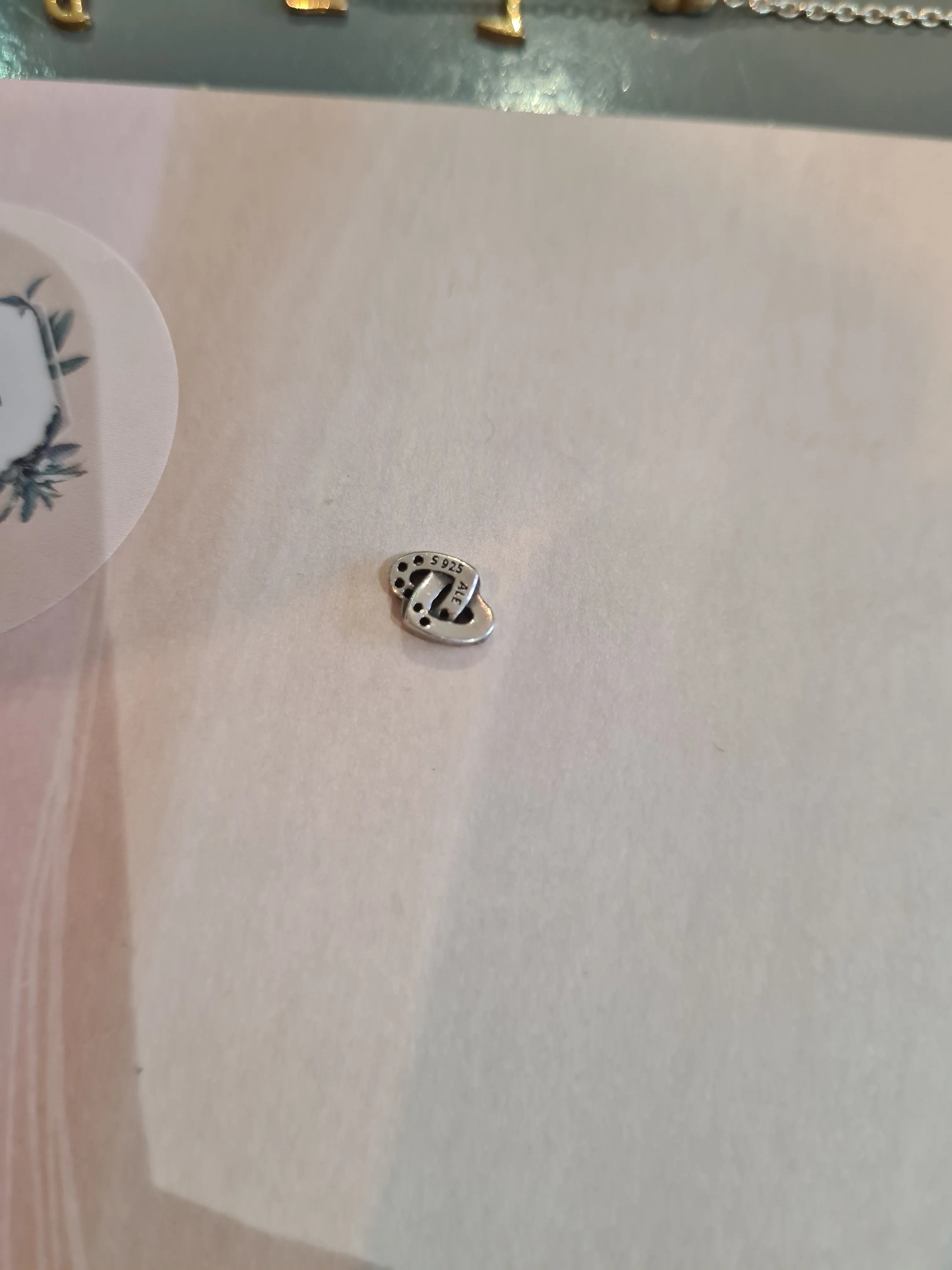 Genuine Pandora Interlinked Pave Petite Heart Charm