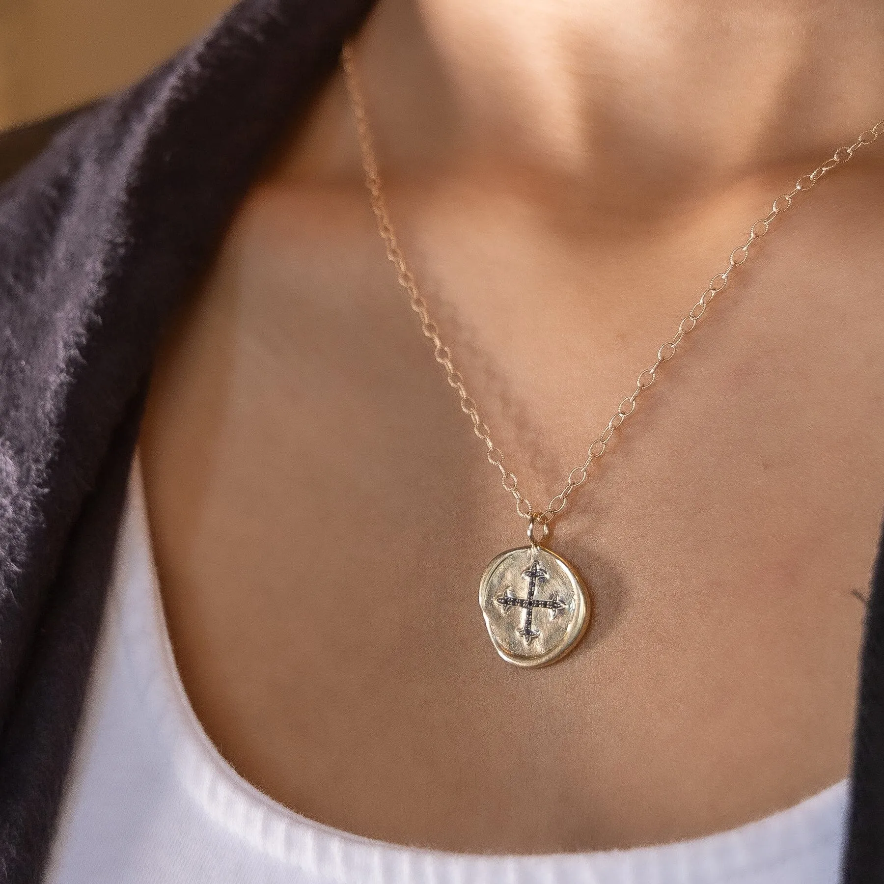 Gold Cross Seal Pendant