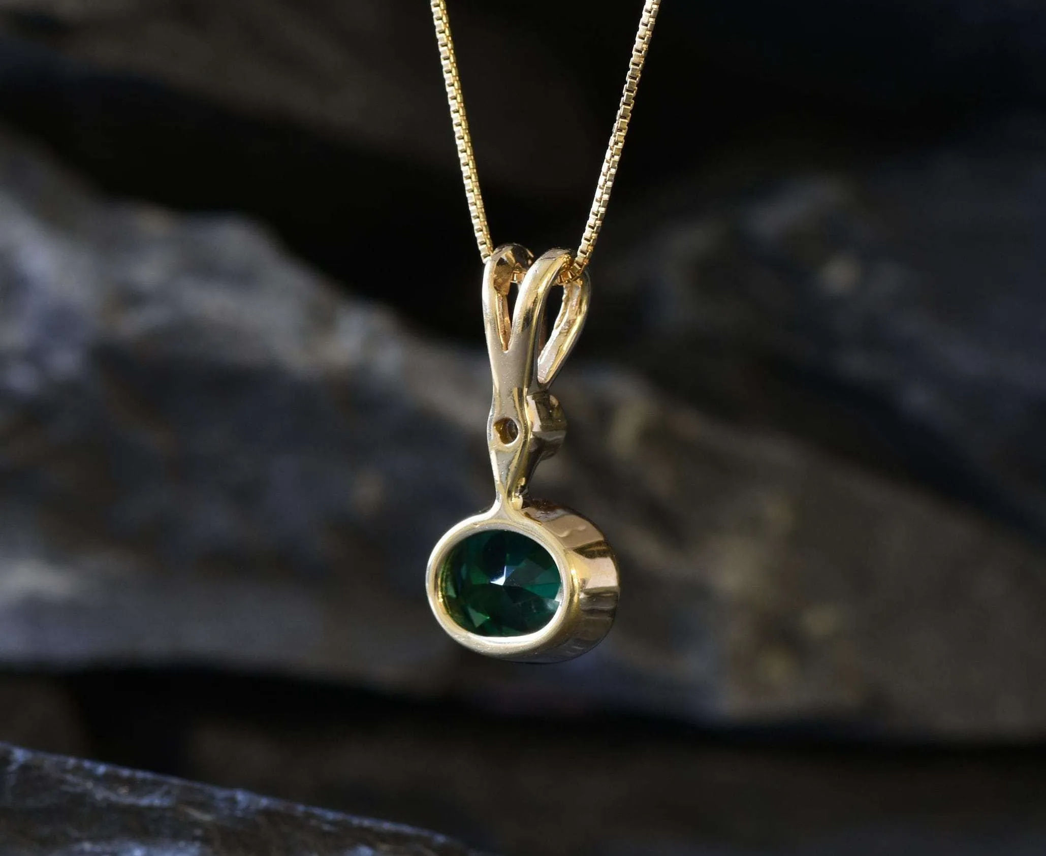 Gold Emerald Pendant - Green Oval Necklace, Green Emerald Pendant