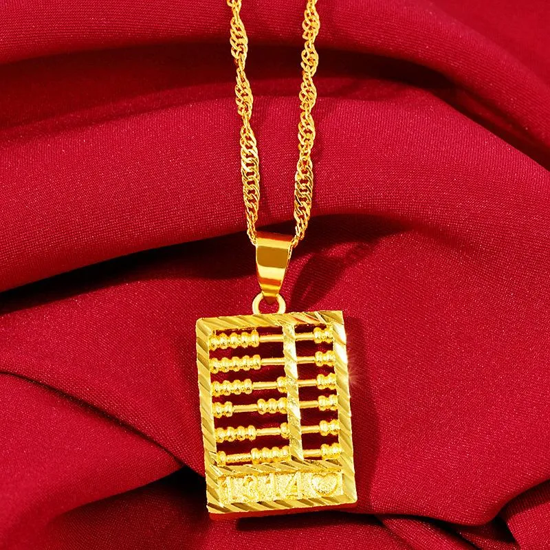 Gold Feng Shui Chinese Abacus Lucky Pendant