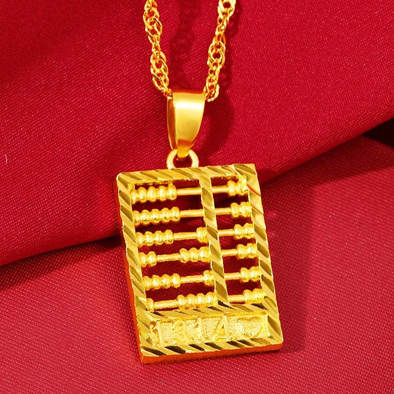 Gold Feng Shui Chinese Abacus Lucky Pendant