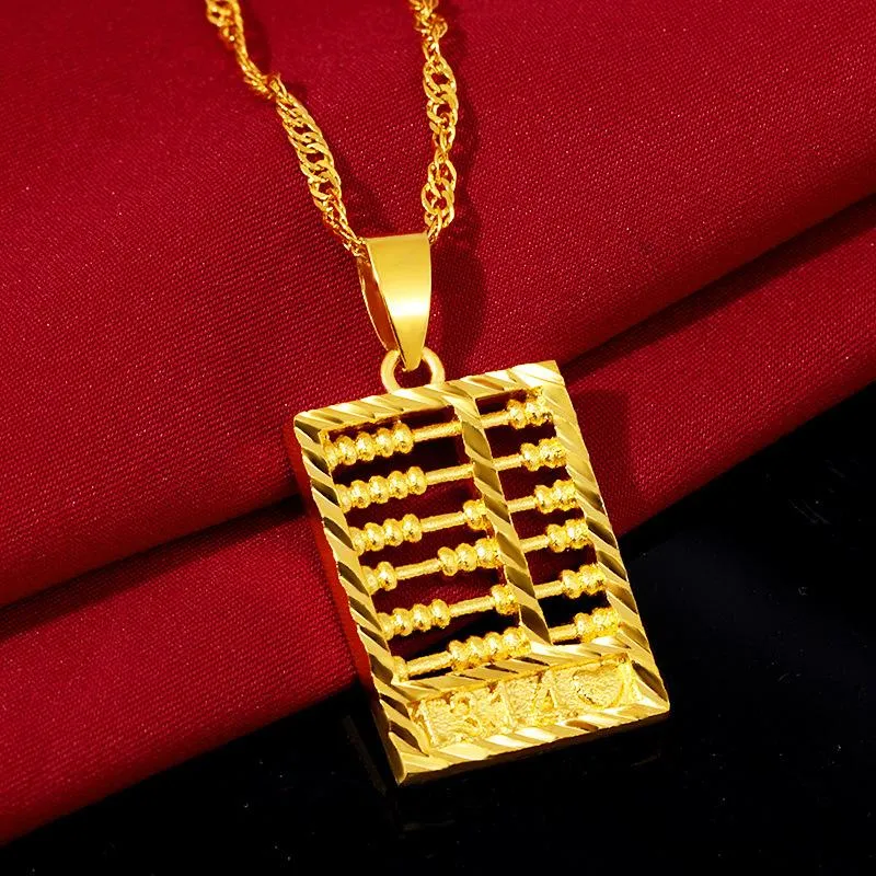 Gold Feng Shui Chinese Abacus Lucky Pendant