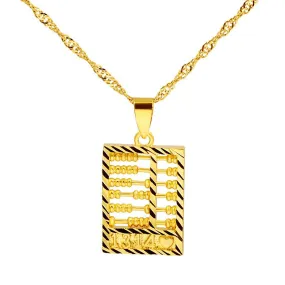 Gold Feng Shui Chinese Abacus Lucky Pendant