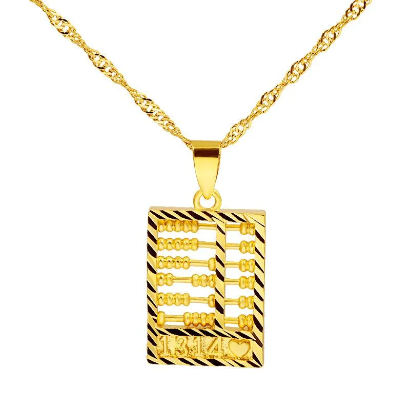 Gold Feng Shui Chinese Abacus Lucky Pendant