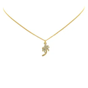 Gold Filled Cubic Zirconia Palm Tree Pendant Necklace