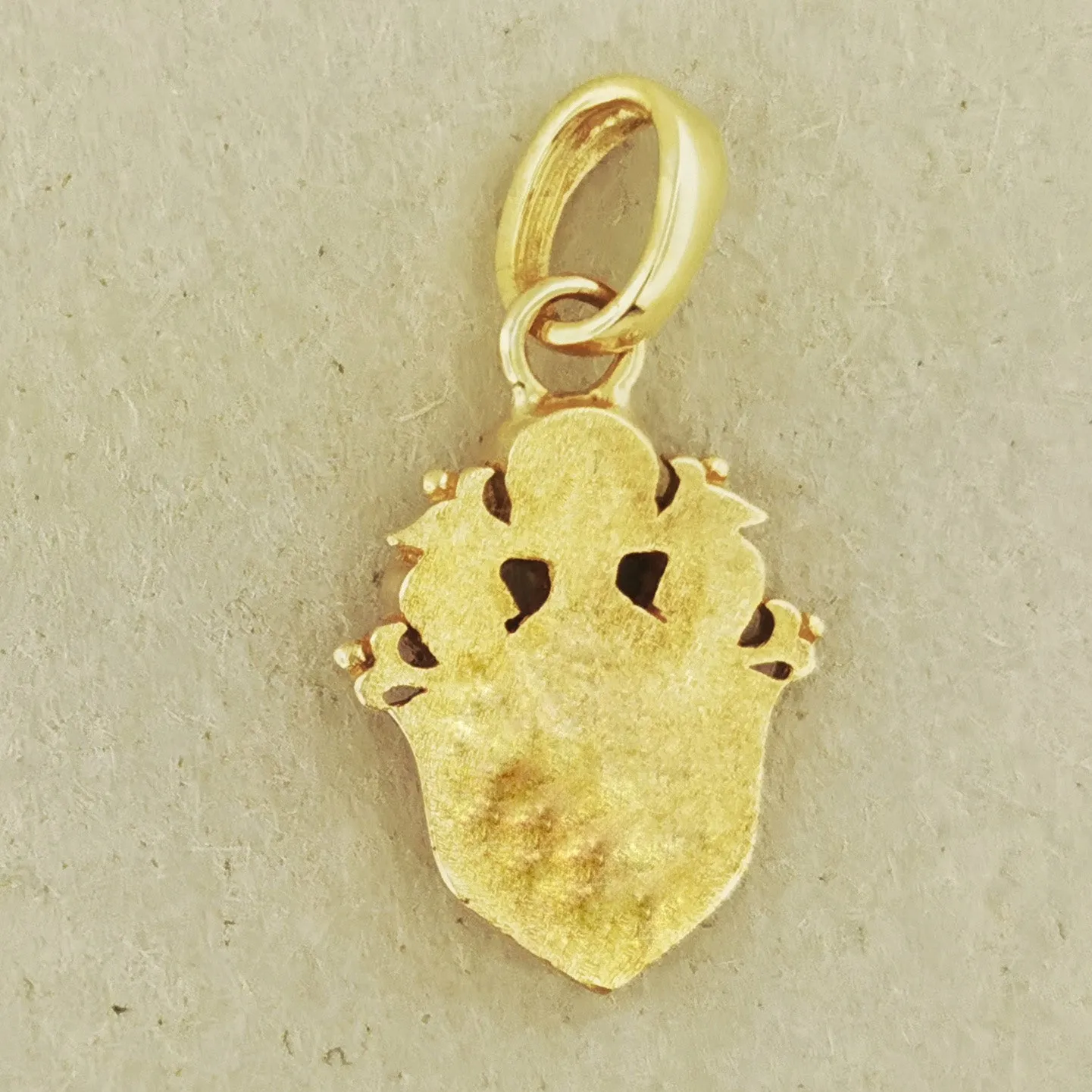 Gold Gothic Shield & Skulls Charm Pendant