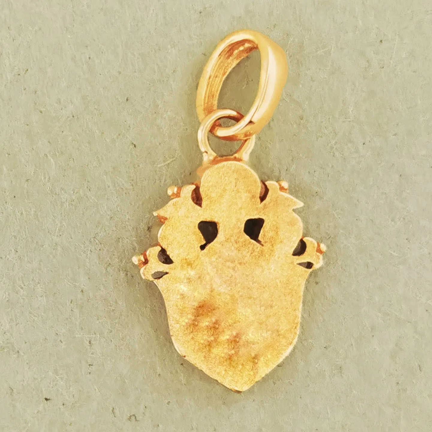 Gold Gothic Shield & Skulls Charm Pendant