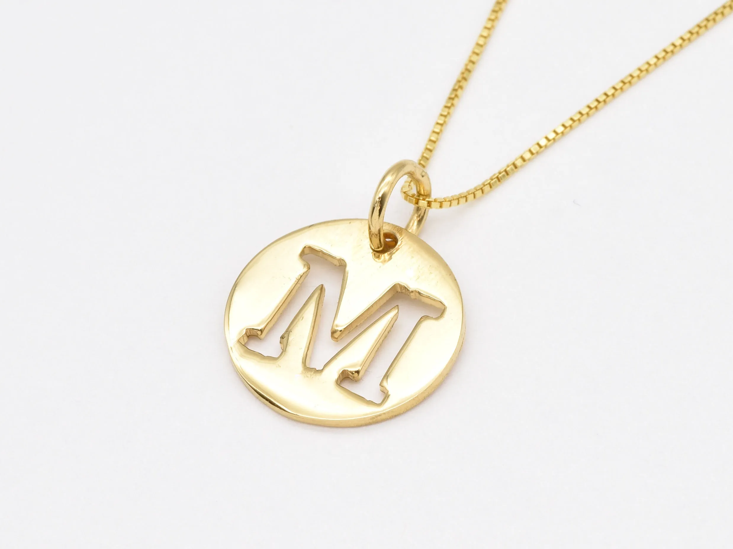 Gold Letter M Pendant - Personalized Necklace - Name Initial Pendant