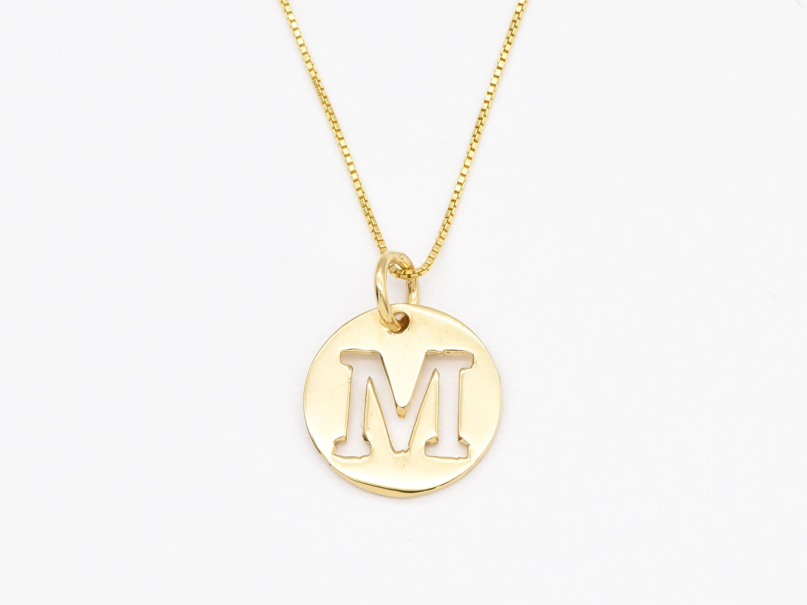 Gold Letter M Pendant - Personalized Necklace - Name Initial Pendant