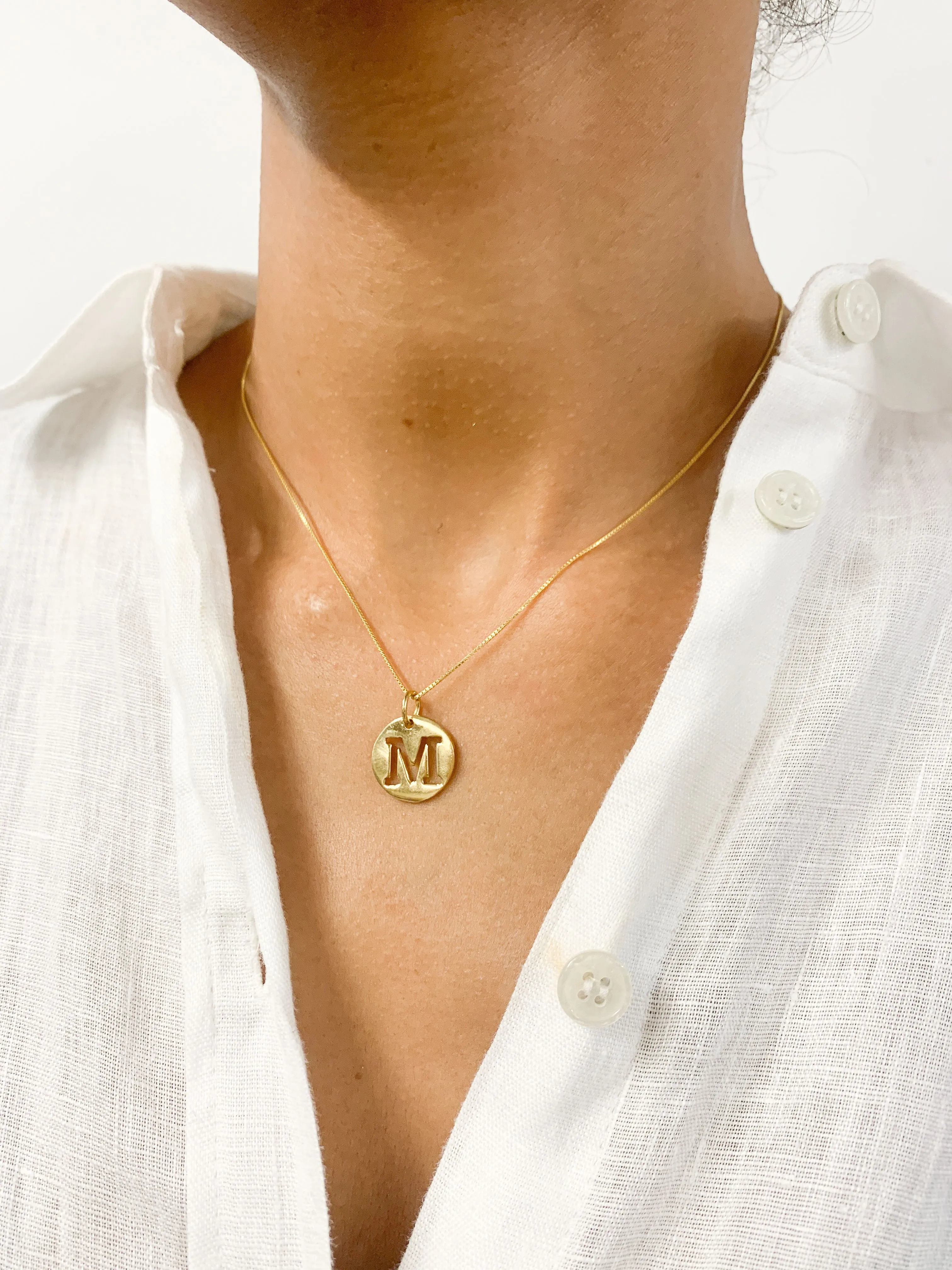 Gold Letter M Pendant - Personalized Necklace - Name Initial Pendant
