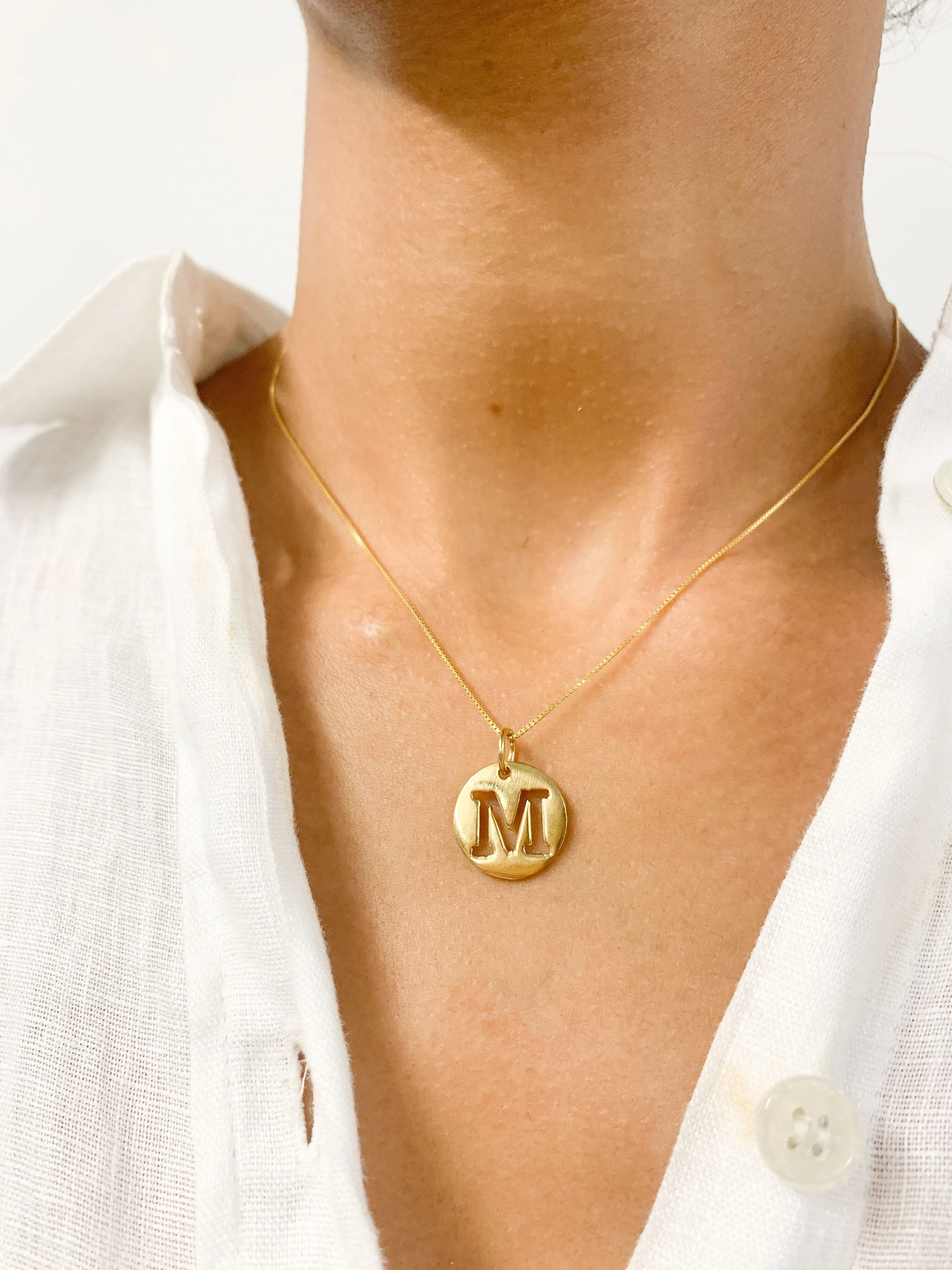 Gold Letter M Pendant - Personalized Necklace - Name Initial Pendant