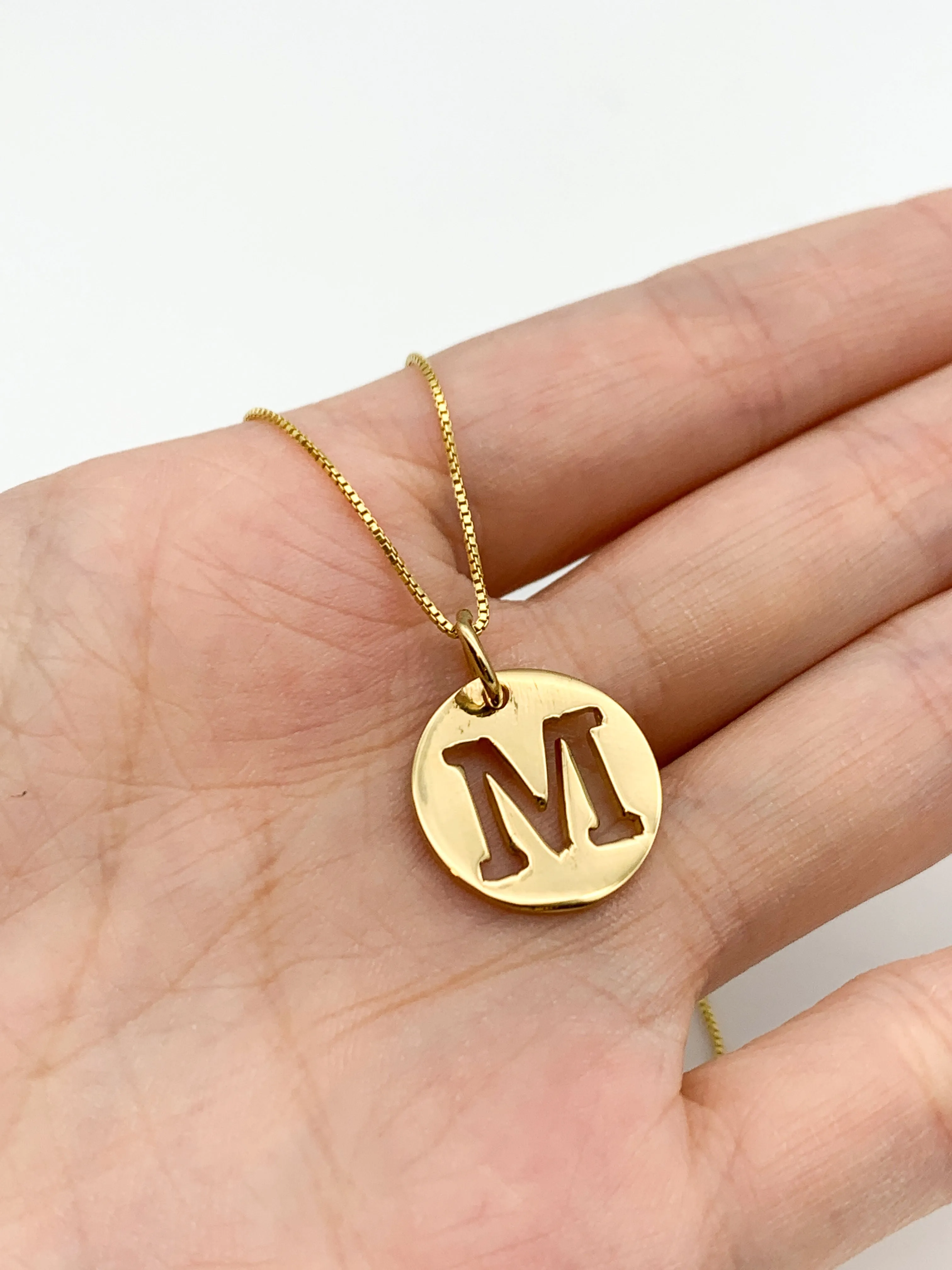 Gold Letter M Pendant - Personalized Necklace - Name Initial Pendant
