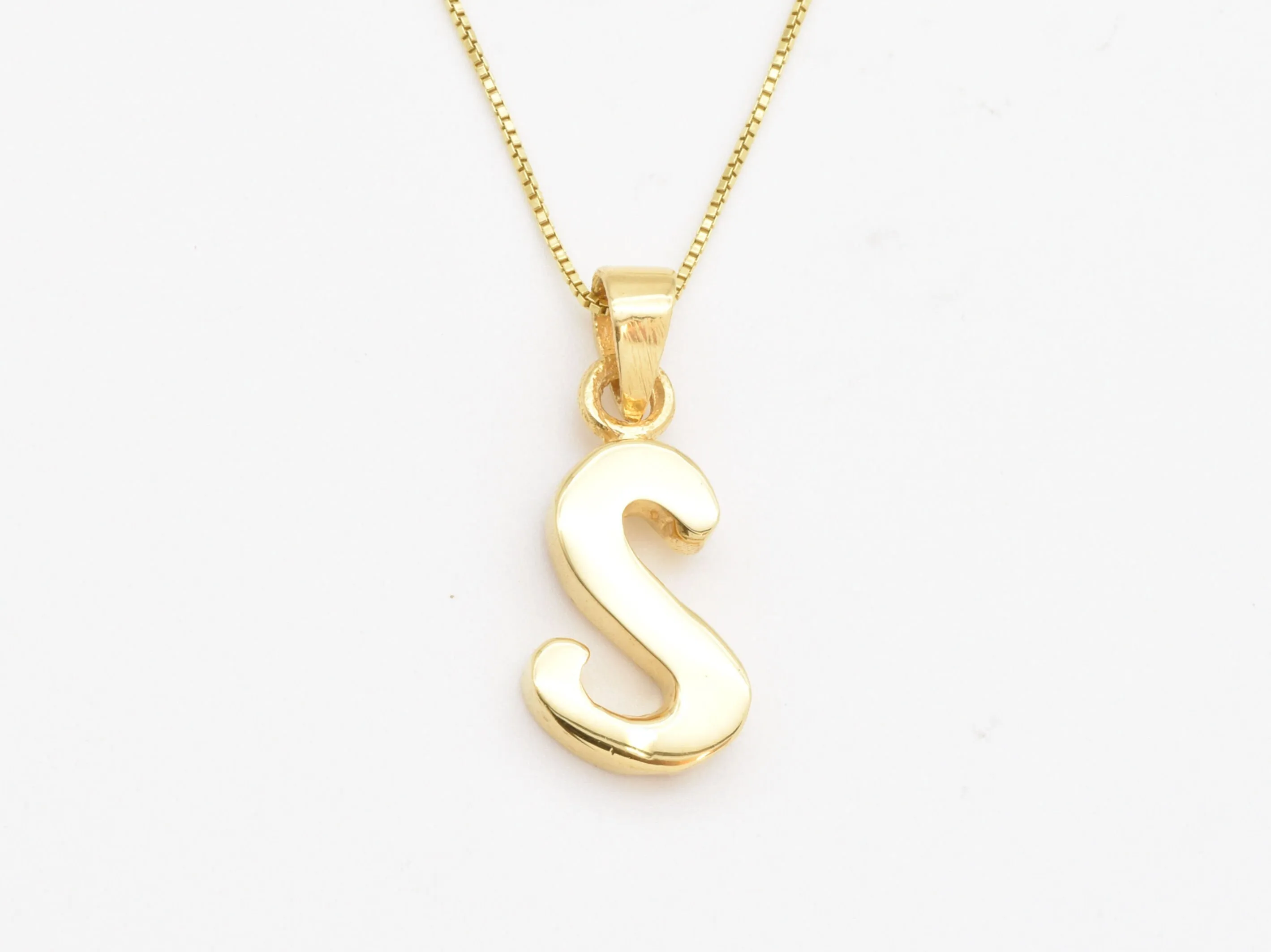 Gold Letter S Pendant - Alphabet Letter Gold Necklace, Initial S Necklace