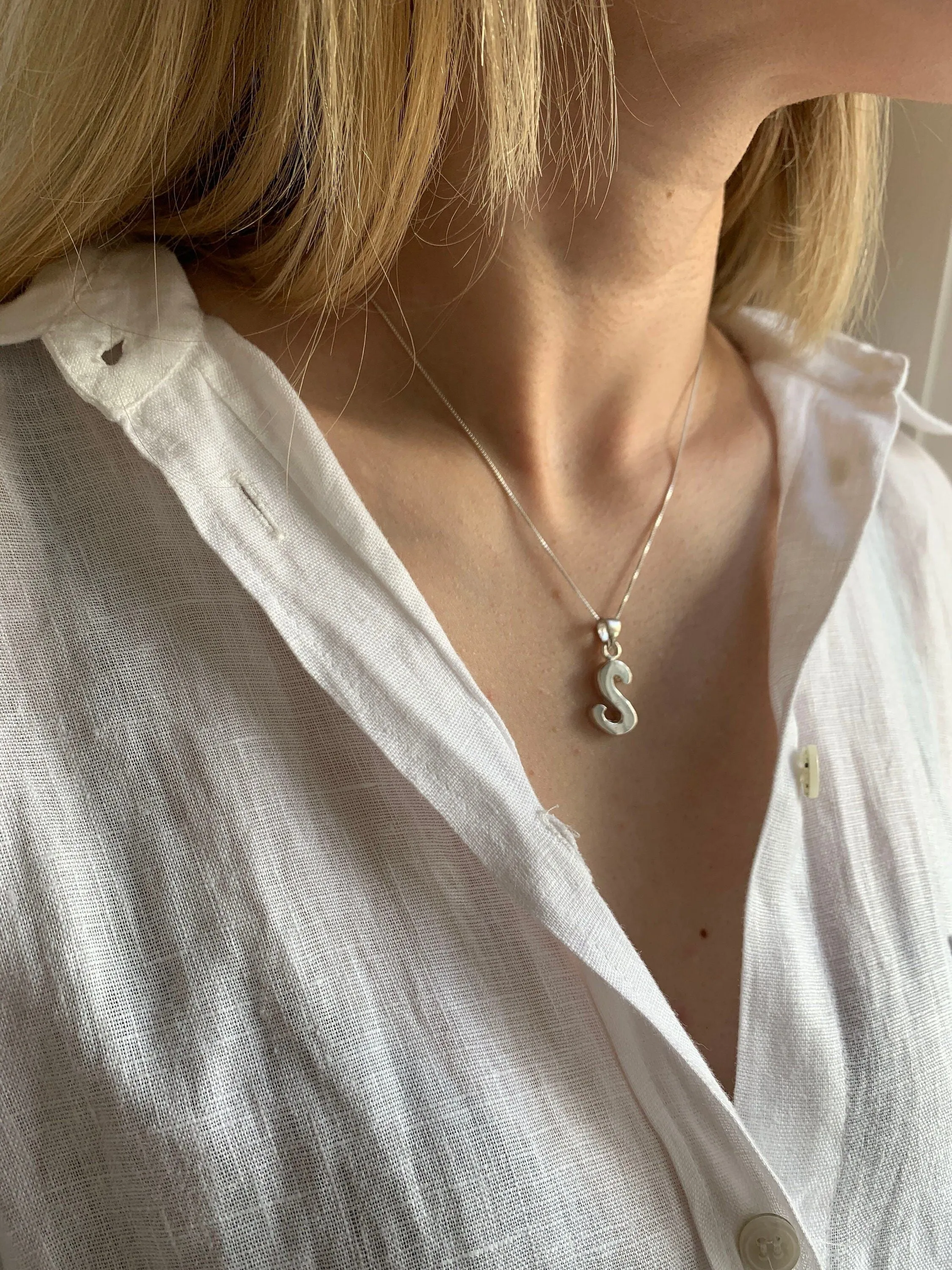Gold Letter S Pendant - Alphabet Letter Gold Necklace, Initial S Necklace