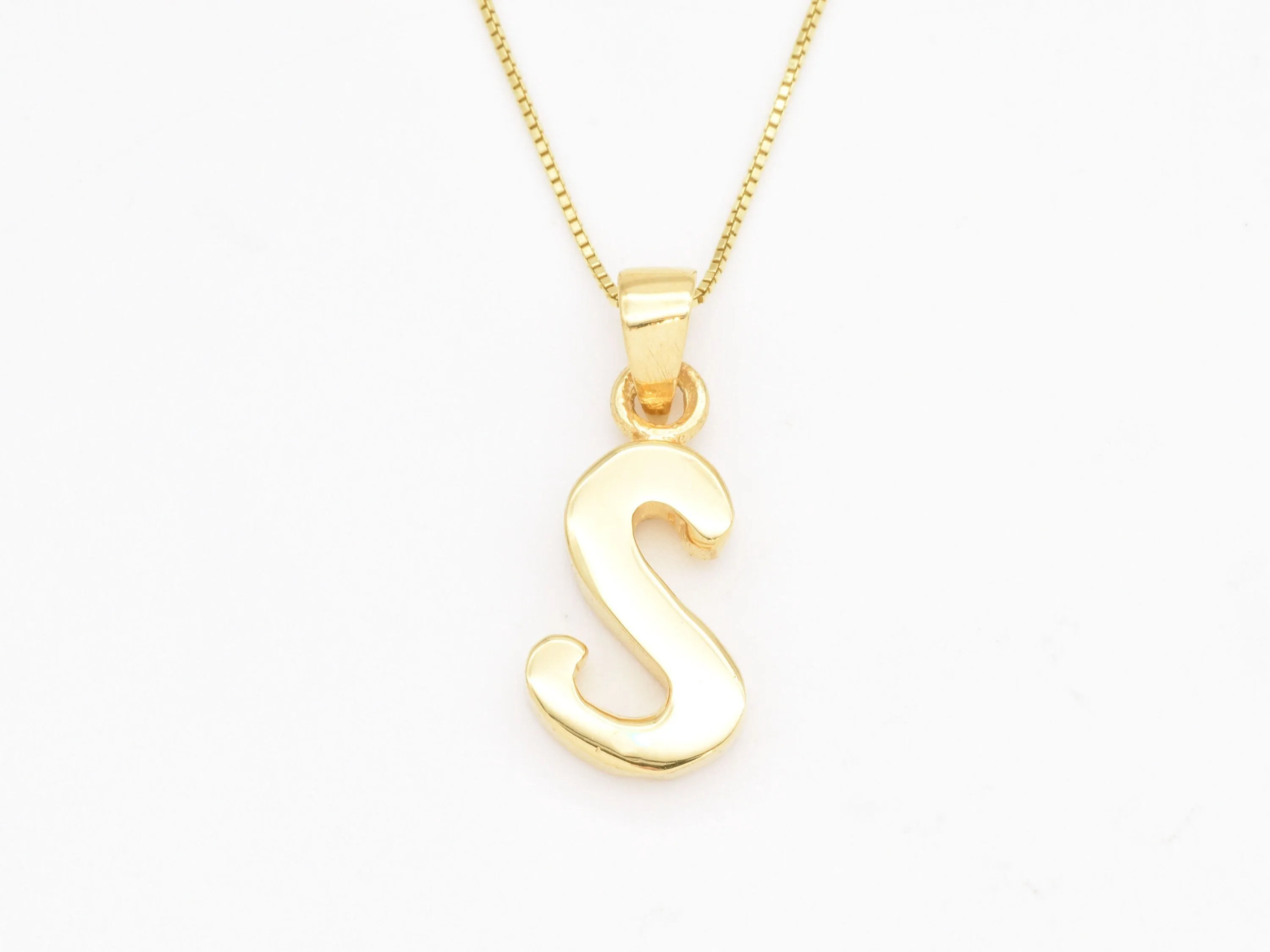 Gold Letter S Pendant - Alphabet Letter Gold Necklace, Initial S Necklace