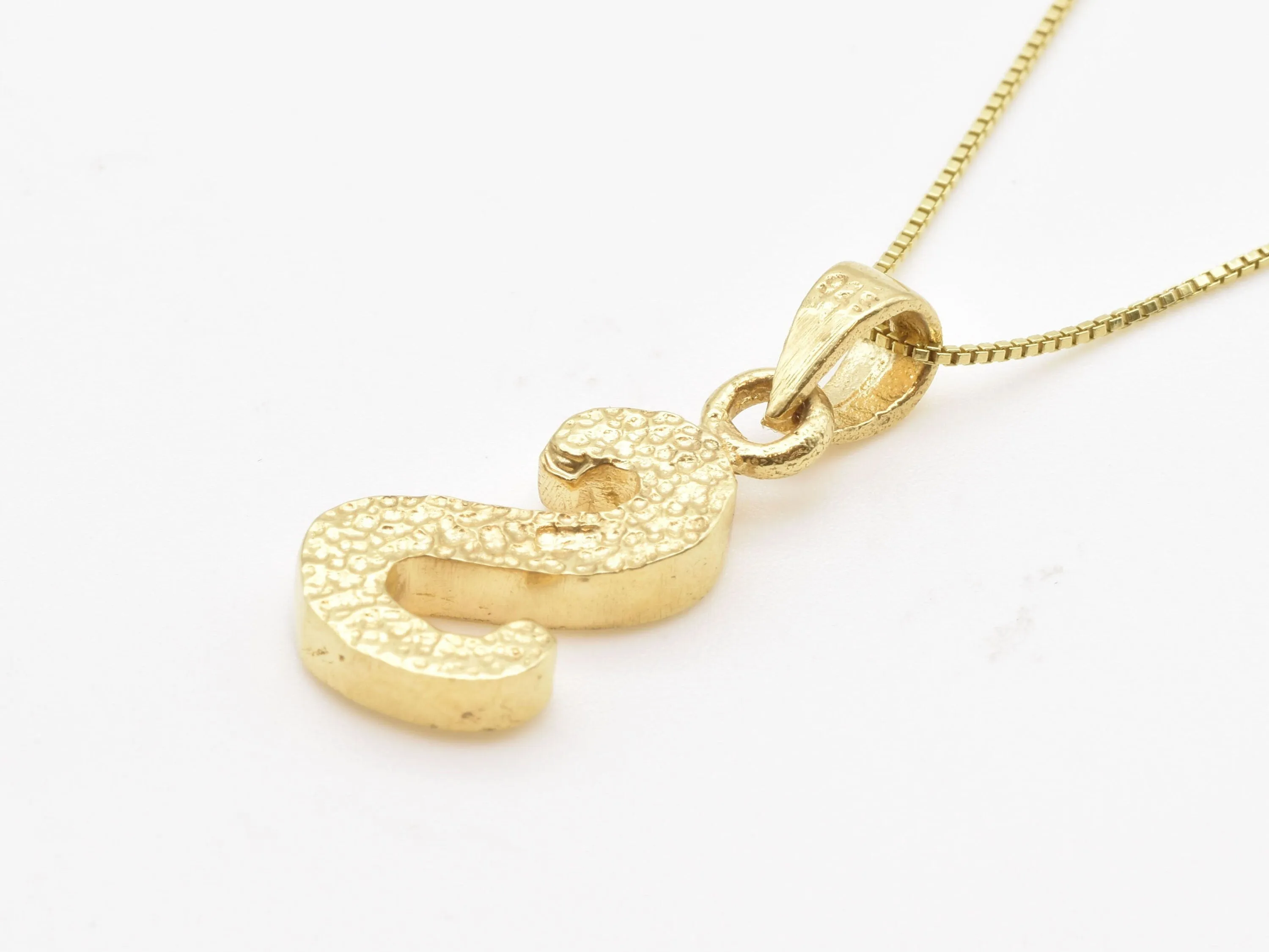 Gold Letter S Pendant - Alphabet Letter Gold Necklace, Initial S Necklace