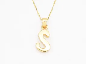 Gold Letter S Pendant - Alphabet Letter Gold Necklace, Initial S Necklace