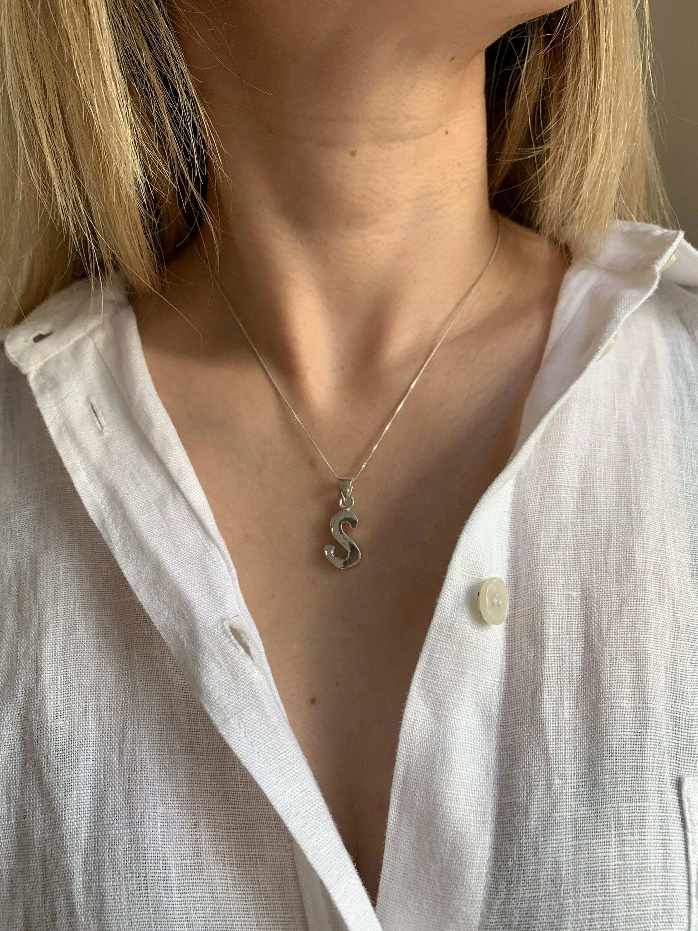 Gold Letter S Pendant - Alphabet Letter Gold Necklace, Initial S Necklace