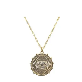 Gold Plated Evil Eye with CZ Necklace (NGCP45EE)