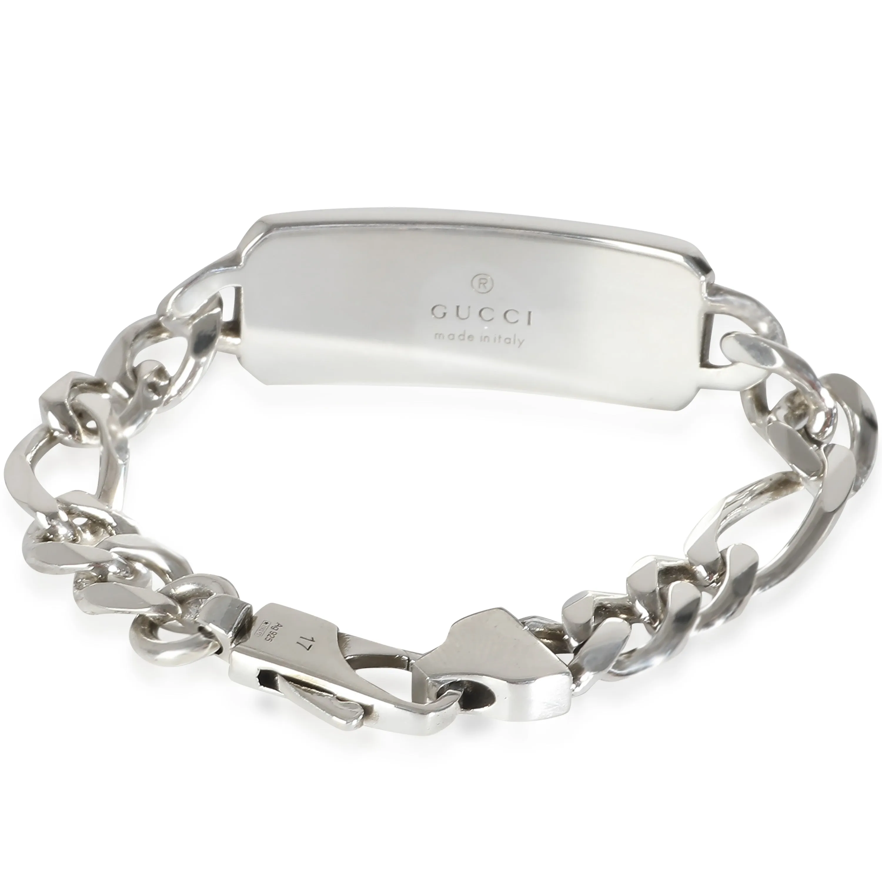 Gucci GG & Bee Engraved Bracelet in Sterling Silver