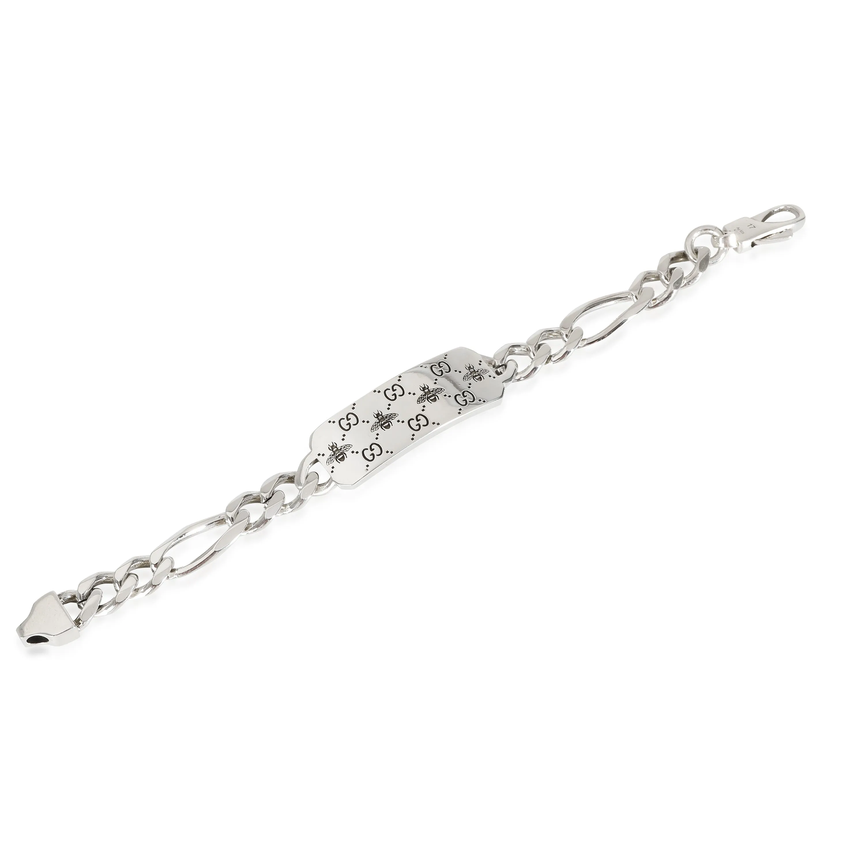 Gucci GG & Bee Engraved Bracelet in Sterling Silver