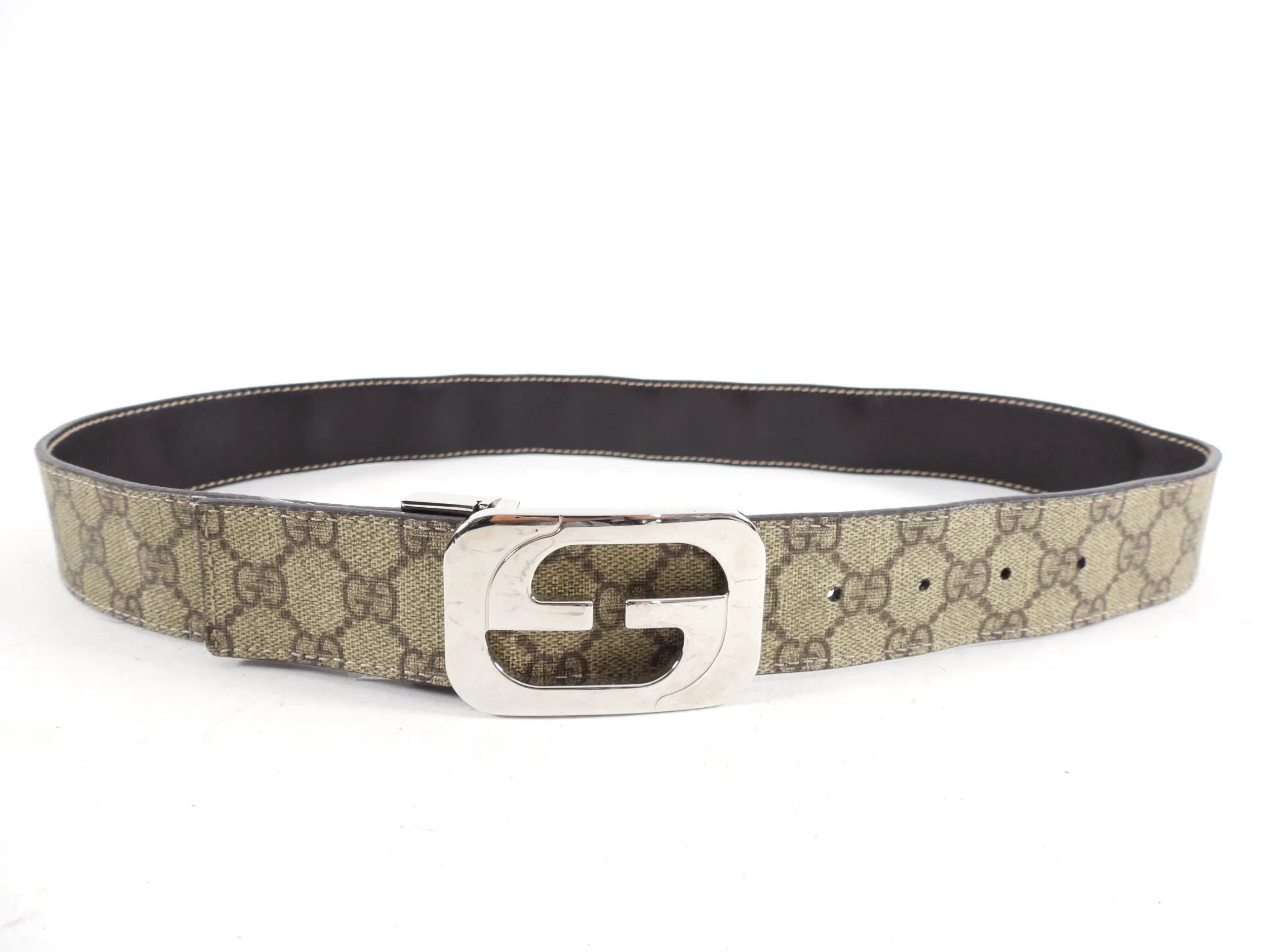 Gucci Monogram Canvas Brown Reversible GG Belt - 33-37"