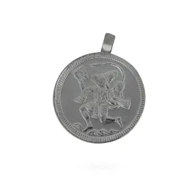 Hanuman Murti Pendant - 1.25 x 1 Inches | Silver Polish Locket/Hanuman Ji Murti & Chakra Design Dollar for Men