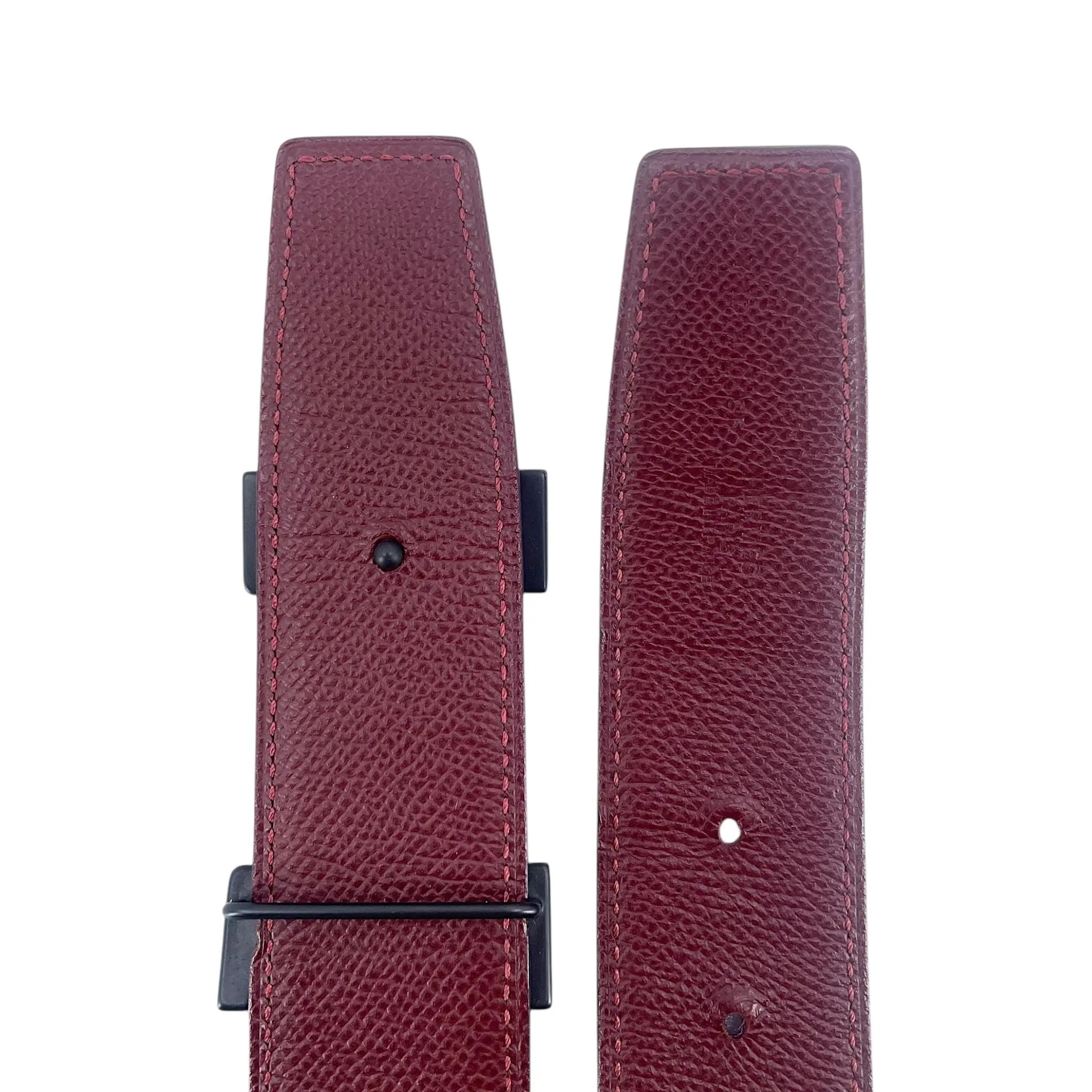 Hermes H Buckle 32MM Reversible Leather Belt Pink Red Pre-Owned