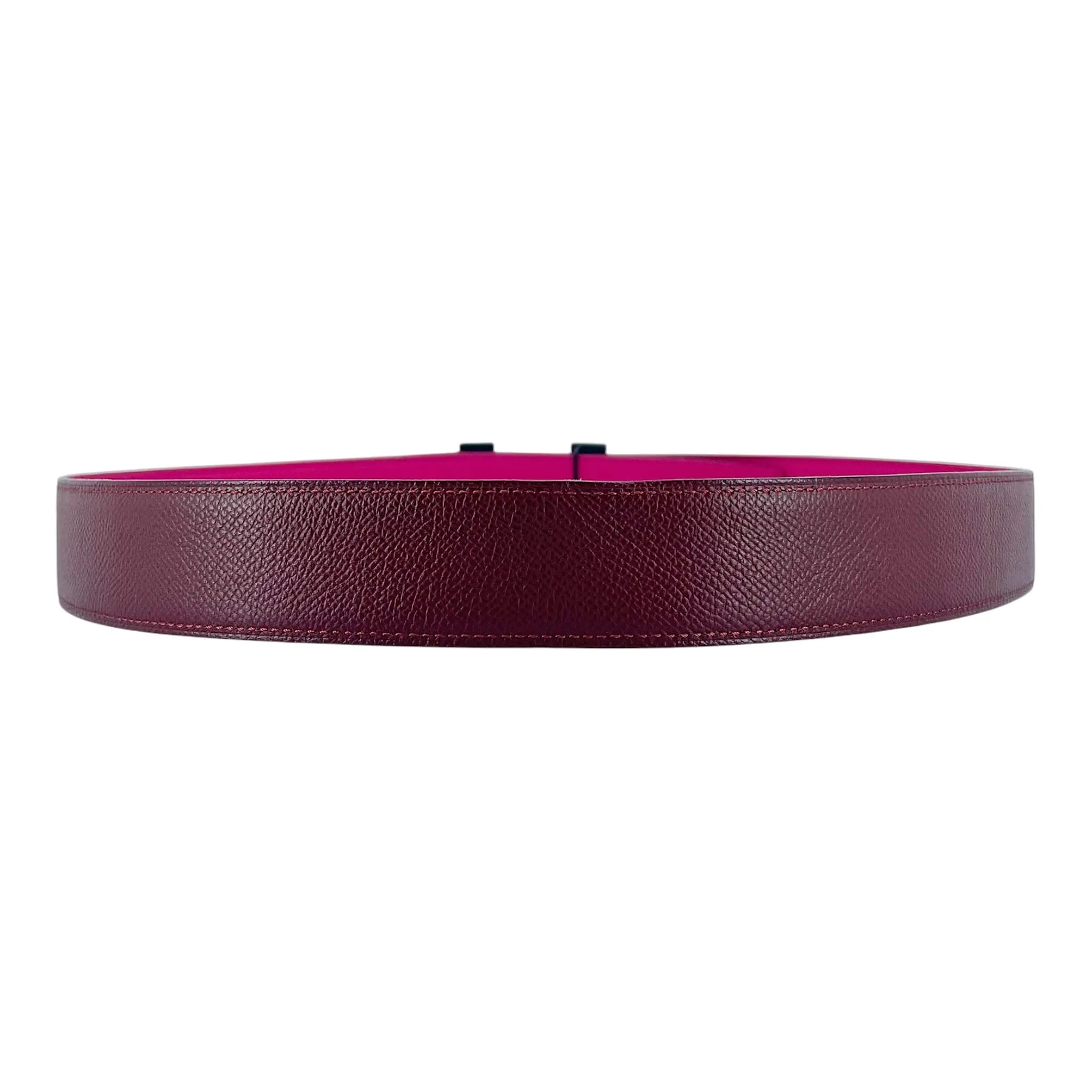 Hermes H Buckle 32MM Reversible Leather Belt Pink Red Pre-Owned
