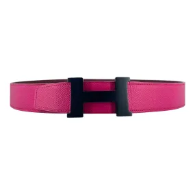 Hermes H Buckle 32MM Reversible Leather Belt Pink Red Pre-Owned