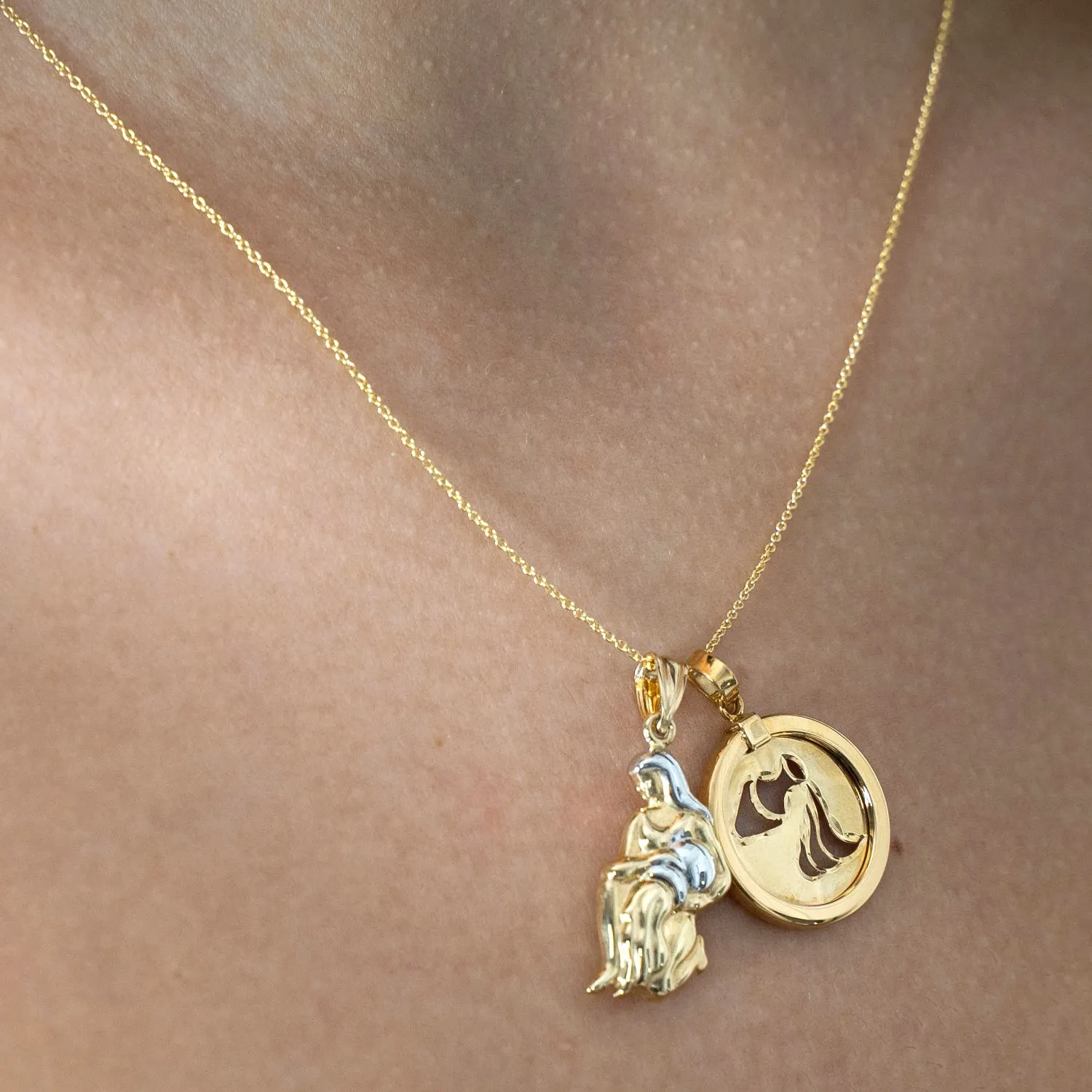 High Polish 14K Yellow Gold Aquarius Zodiac Sign Charm Pendant