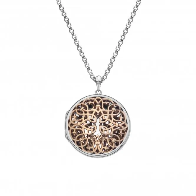 Hot Diamonds Spirited Sterling Silver Rose Gold Plated Circular Locket D
