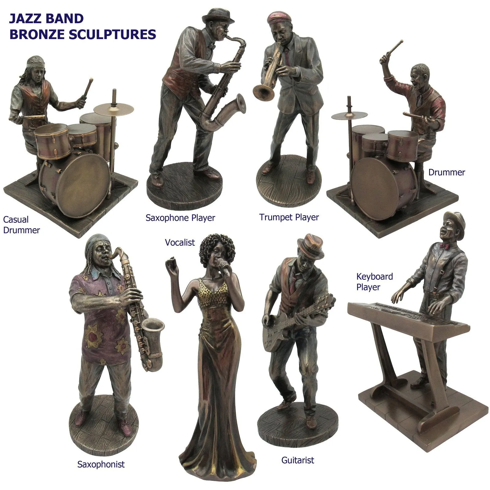 Jazz Band Bronze Sculpture, Guitarist