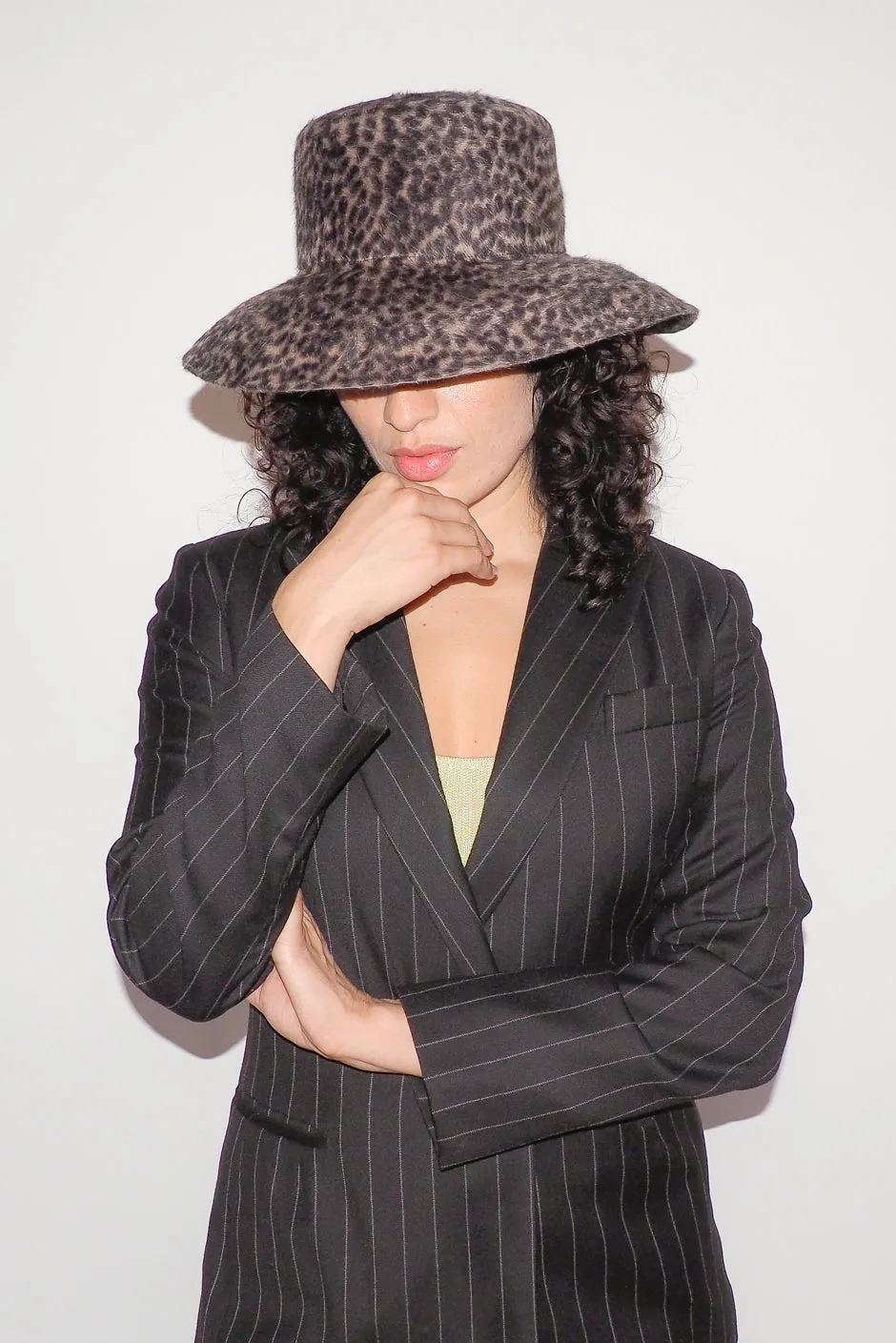 Lampshade Hat in Cheetah Velour