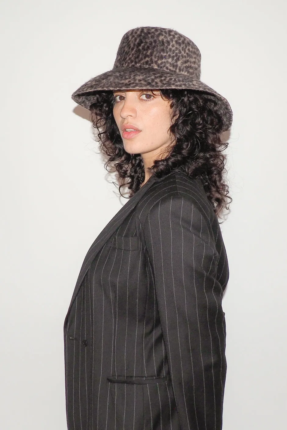 Lampshade Hat in Cheetah Velour