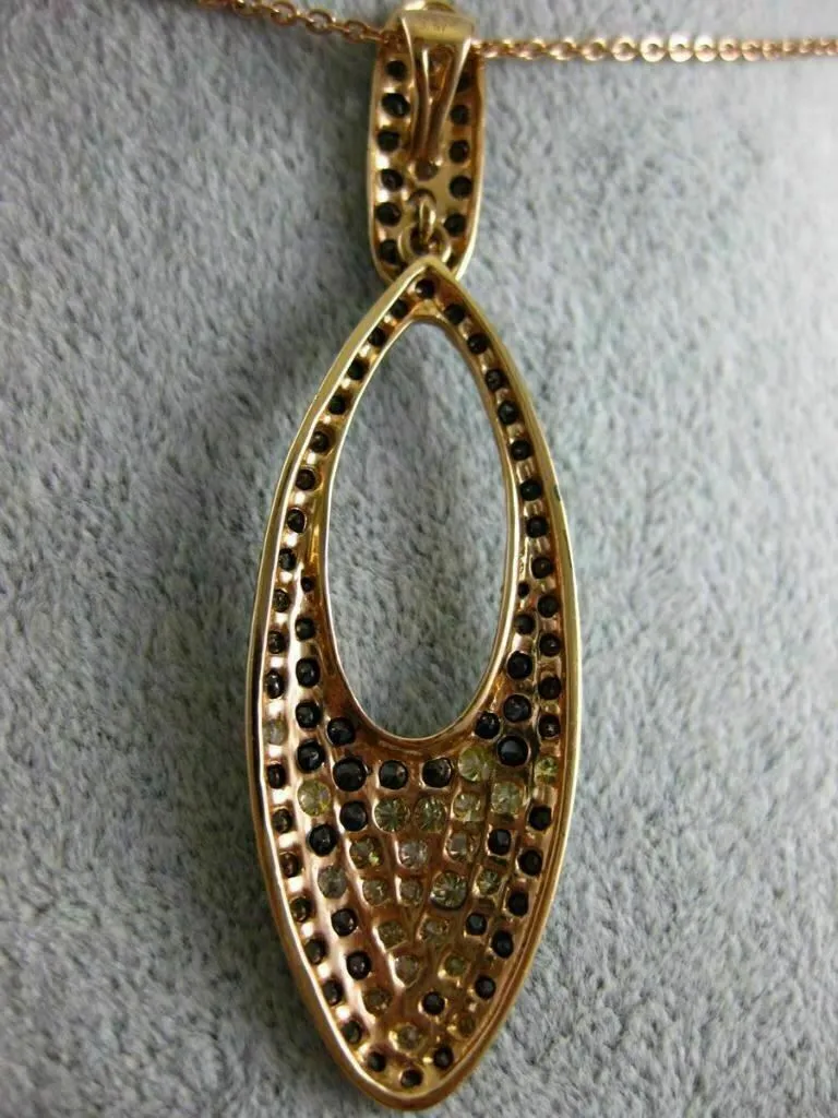 LARGE 3.57CT MULTI COLOR DIAMOND 18K ROSE & BLACK GOLD 3D MARQUISE SHAPE PENDANT