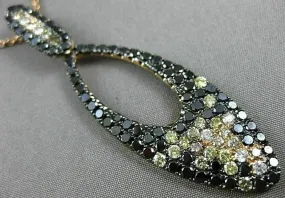 LARGE 3.57CT MULTI COLOR DIAMOND 18K ROSE & BLACK GOLD 3D MARQUISE SHAPE PENDANT