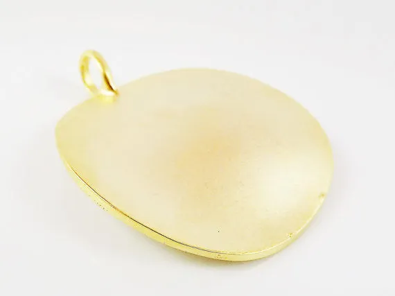 Large Simple Round Warped Pendant - 22k Matte Gold Plated