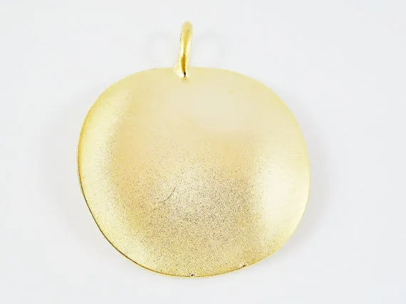 Large Simple Round Warped Pendant - 22k Matte Gold Plated