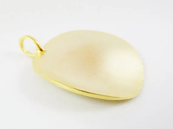 Large Simple Round Warped Pendant - 22k Matte Gold Plated