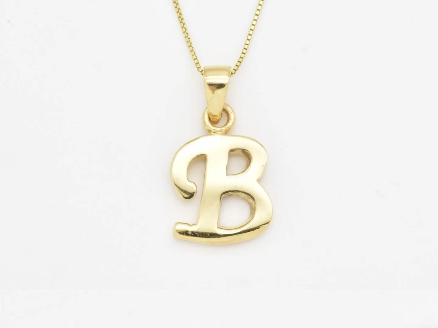 Letter B Gold Pendant - Alphabet Letter Necklace - Capital B Necklace