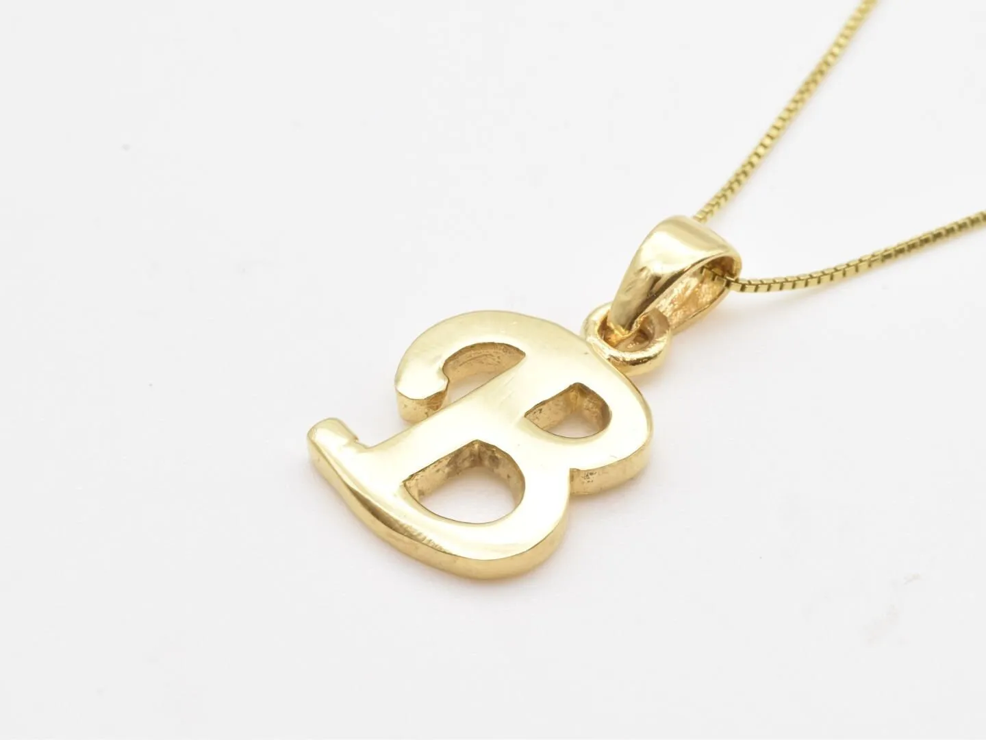 Letter B Gold Pendant - Alphabet Letter Necklace - Capital B Necklace