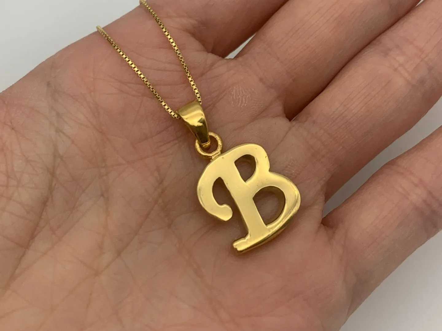 Letter B Gold Pendant - Alphabet Letter Necklace - Capital B Necklace