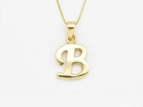 Letter B Gold Pendant - Alphabet Letter Necklace - Capital B Necklace