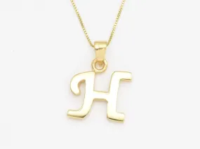 Letter H Gold Pendant - Alphabet Letter Necklace, Initial H Necklace