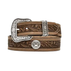 M&F Men's Brown Star San Antonio Usa Leather Belt