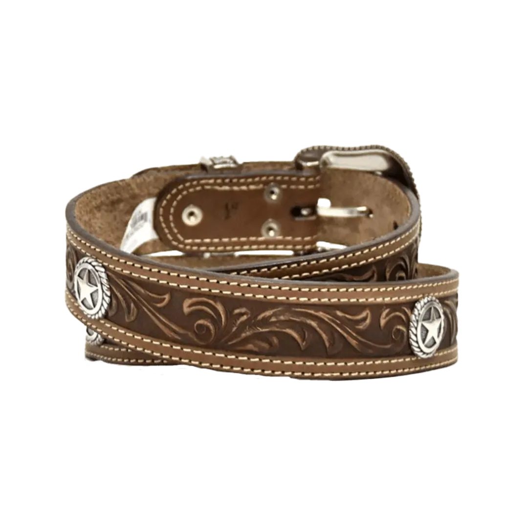 M&F Men's Brown Star San Antonio Usa Leather Belt