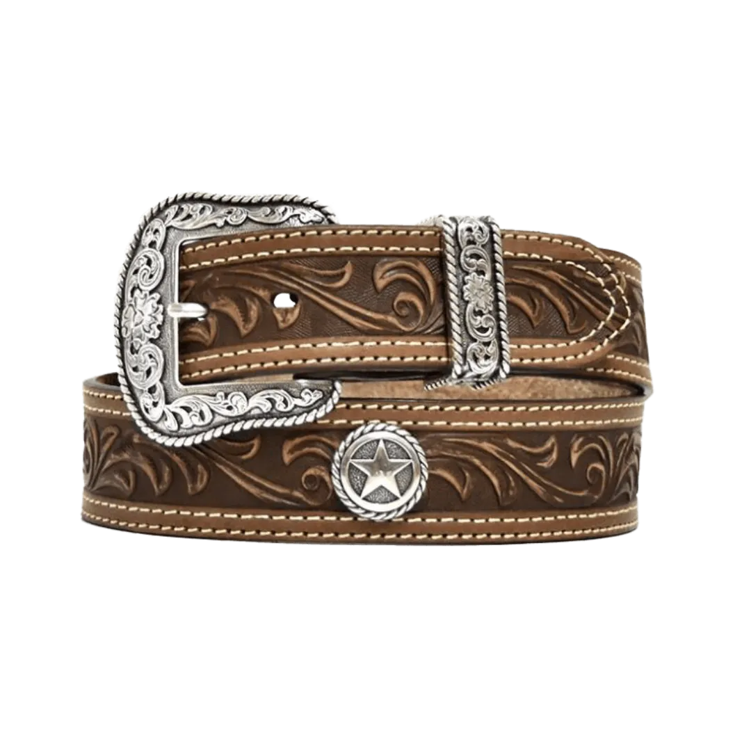 M&F Men's Brown Star San Antonio Usa Leather Belt